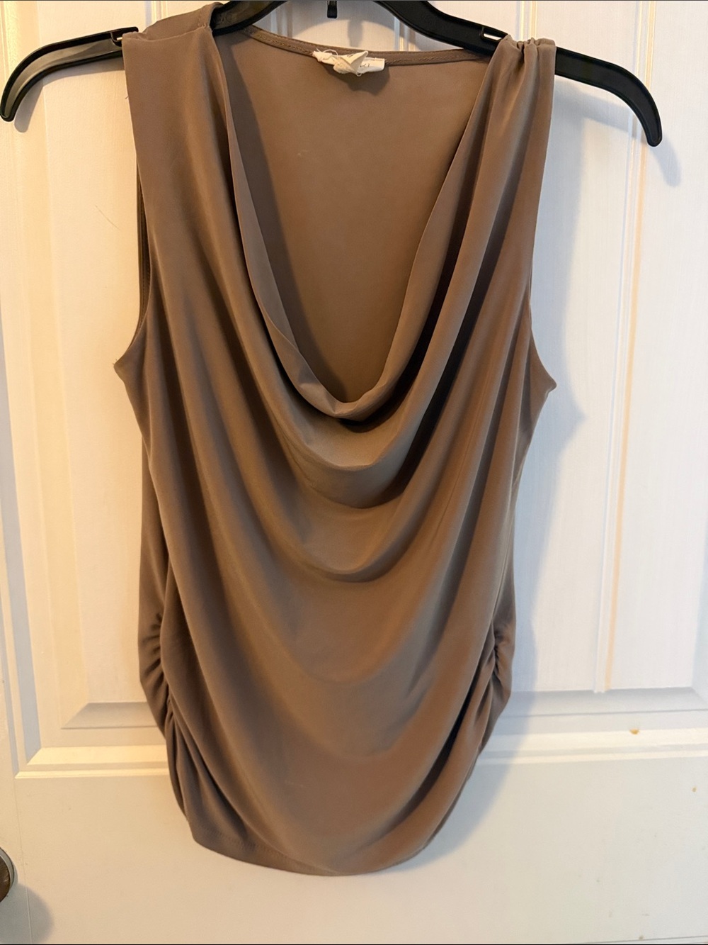 Meraki  Taupe /Tan Draped Cowl Neck Sleeveless Camisoles